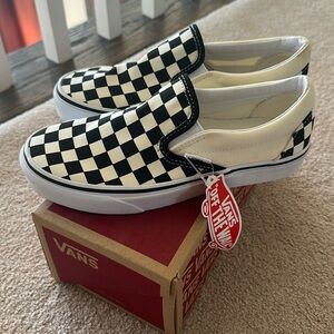 Vans Women's Checkerboard Slip-On Sneakers - Black and White